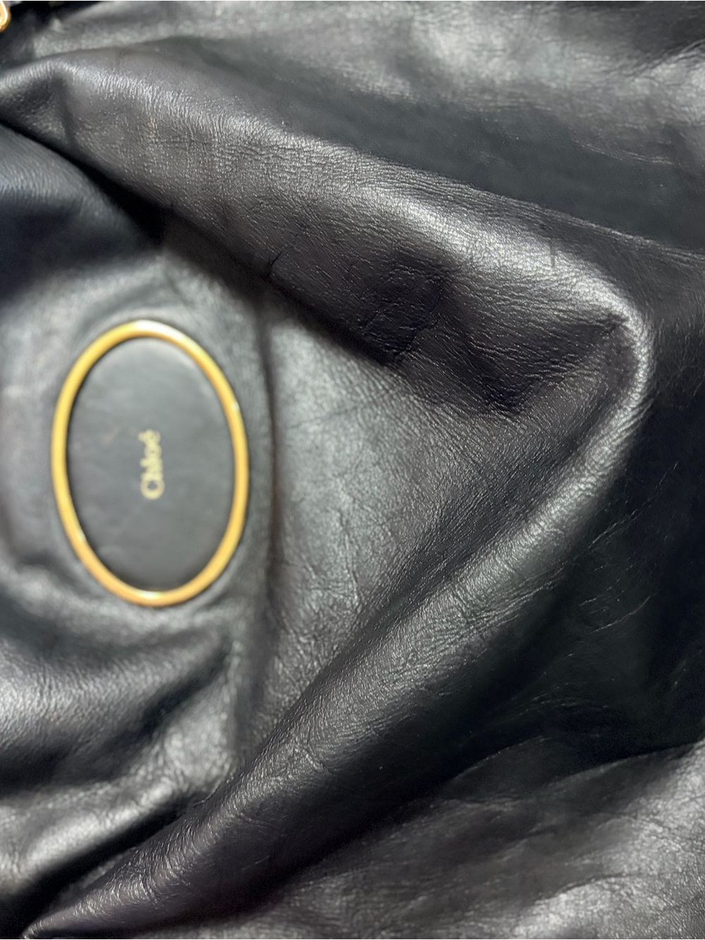 Chloé Black Leather Tote with Gold Accents - Picture 3 of 16